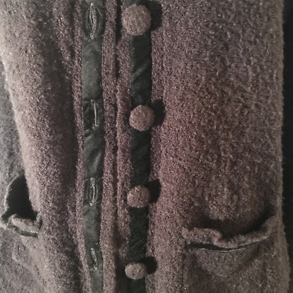 Sweet Velvet Trimmed Sweater Ruffled Neck/Cuffs